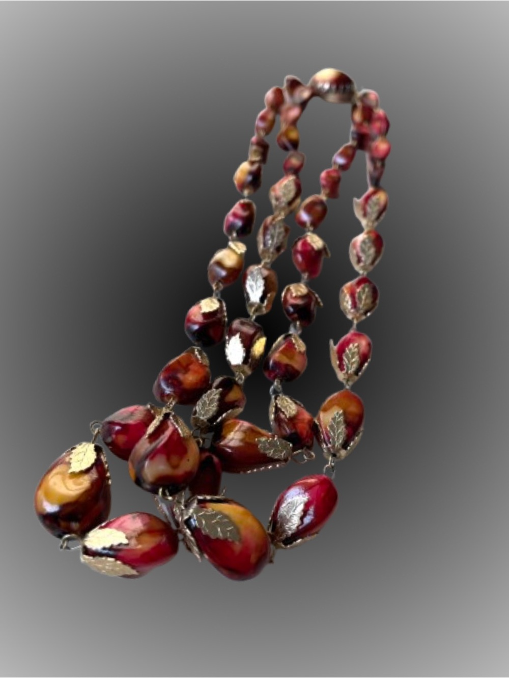 Vintage lucite/acrylic double strand choker necklace Hong Kong pears midcentury